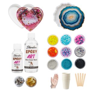 DIY Resin Art Kit 200ml With Heartshape & Hexagon Mould Mica & Glitters