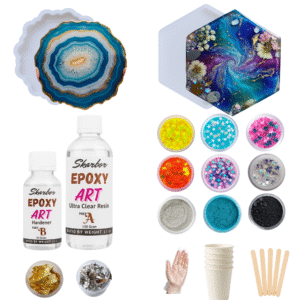 DIY Resin Art Kit 200ml With Agate & Hexagon Mould Mica & Glitters (27 pcs)