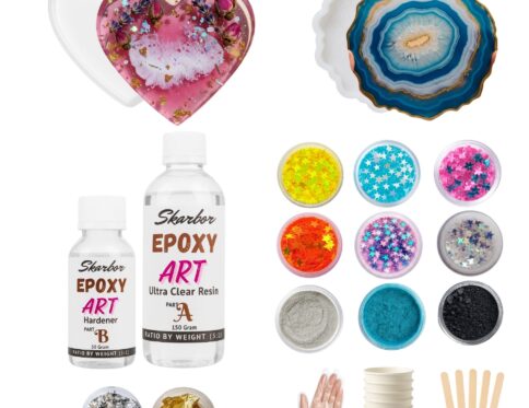 DIY Resin Art Kit 200ml With Heartshape & Hexagon Mould Mica & Glitters