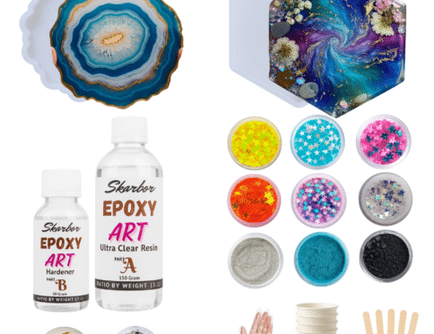 DIY Resin Art Kit 200ml With Agate & Hexagon Mould Mica & Glitters (27 pcs)