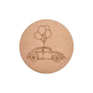 Car With Balloons Pre Marked MDF
