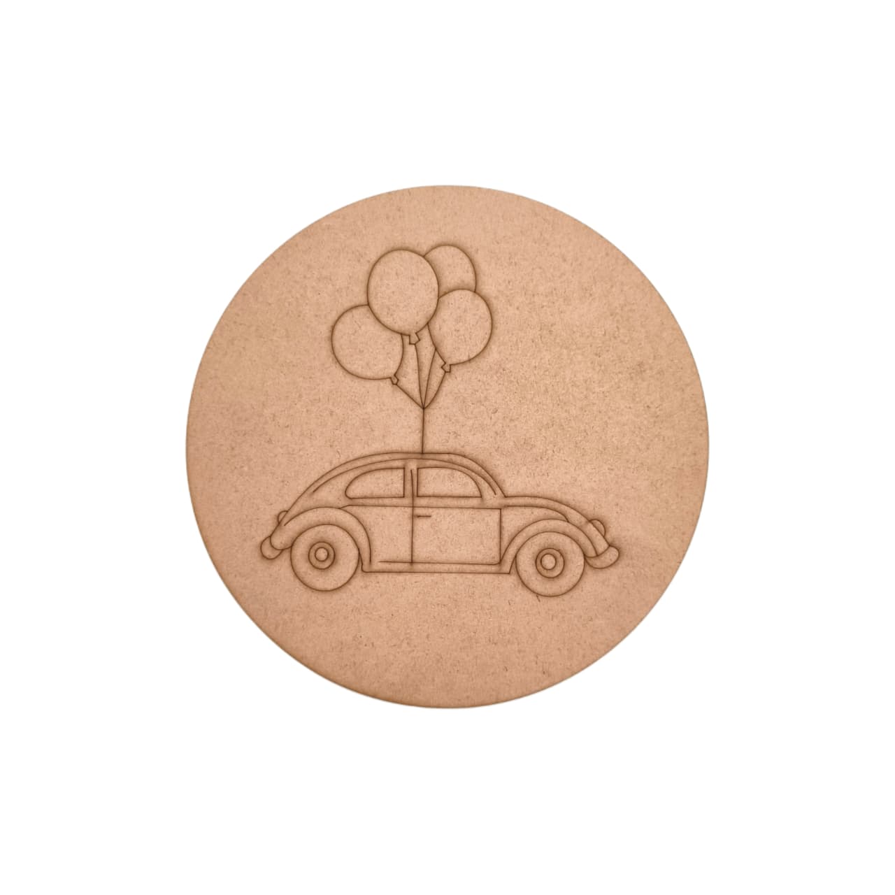 Car With Balloons Pre Marked MDF