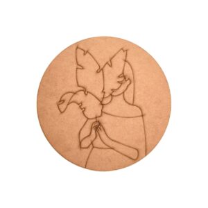 Girl With Leaves Pre Marked Round MDF 3
