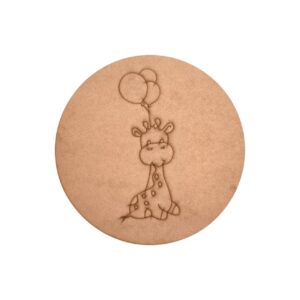 Giraffe With Balloons Pre Marked Round MDF