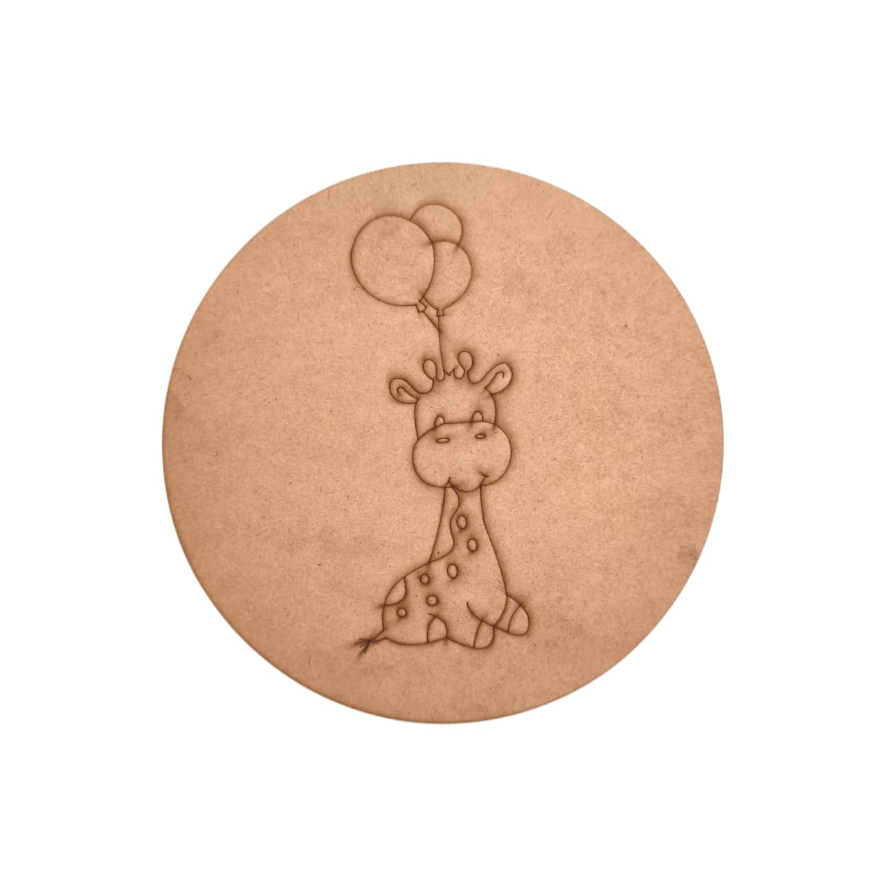 Giraffe With Balloons Pre Marked Round MDF Giraffe With Balloons Pre Marked Round MDF