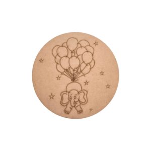 Elephant With Balloons Pre Marked Round MDF 4