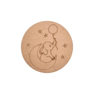 Elephant With Balloons Pre Marked Round MDF 2