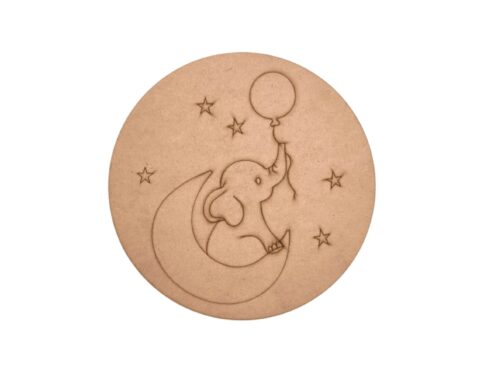 Elephant With Balloons Pre Marked Round MDF 2