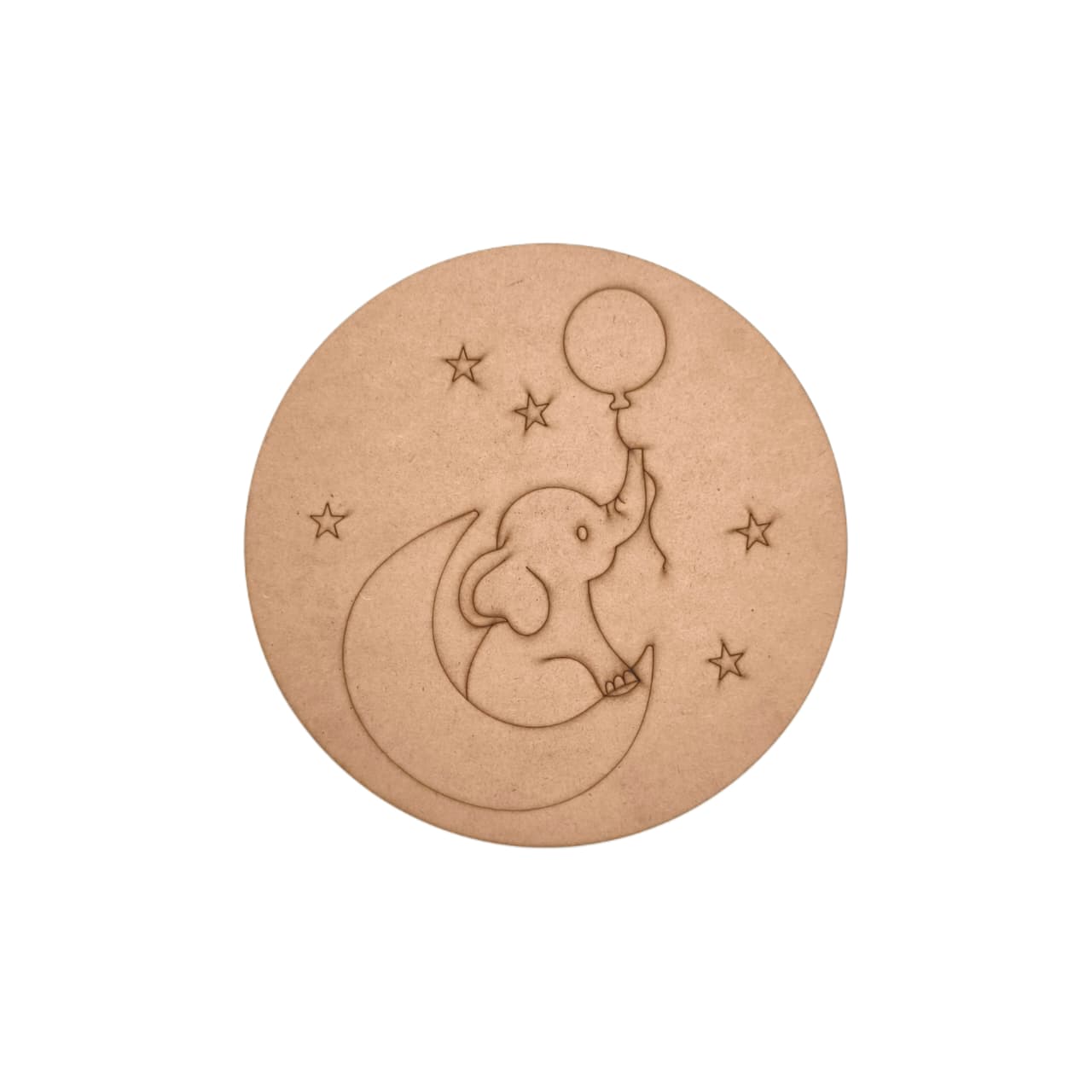 Elephant With Balloons Pre Marked Round MDF 2