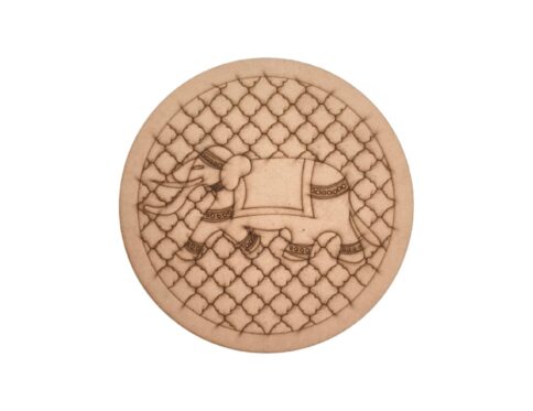 Elephant With Balloons Pre Marked Round MDF 3