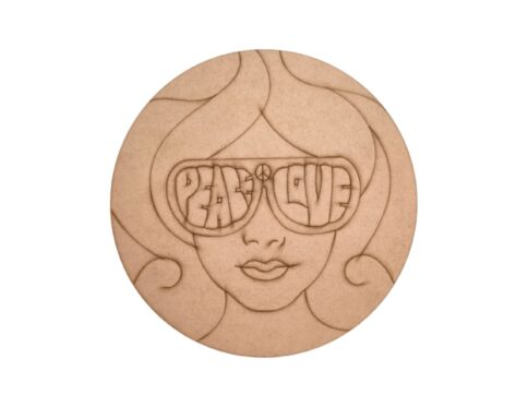 Peace Love Western Modern Girl Pre Marked Round Mdf