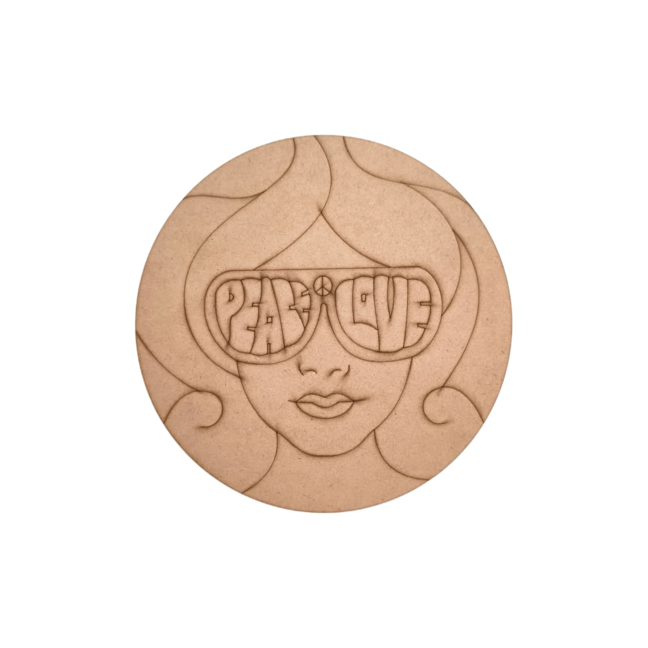 Peace Love Western Modern Girl Pre Marked Round Mdf