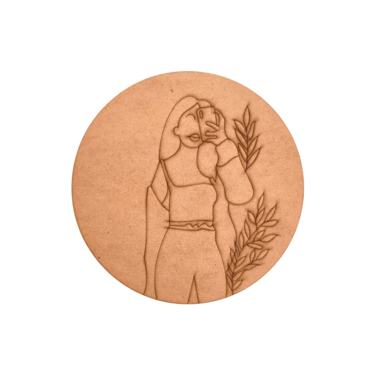 Girl Selfie and Leaves Pre Marked Round